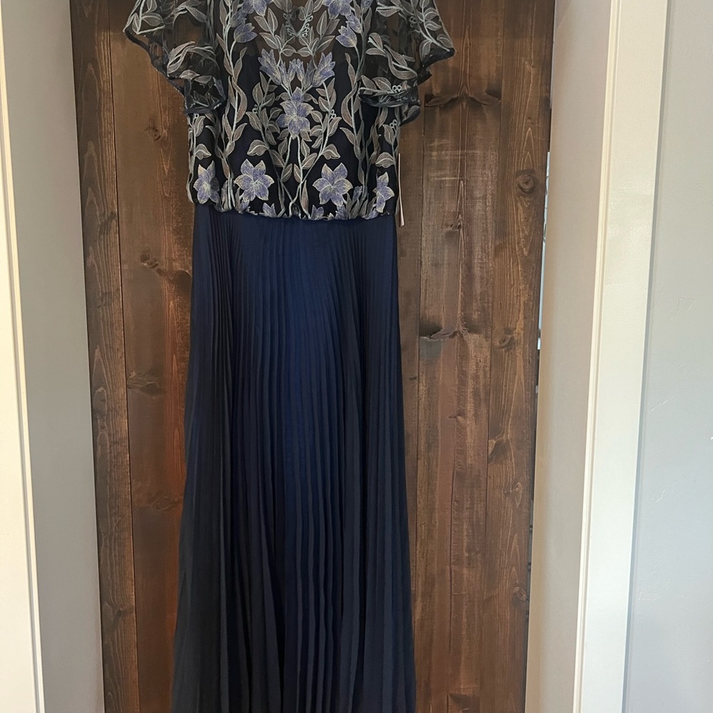 JS Collections Navy and Purple Floral Maxi Dress